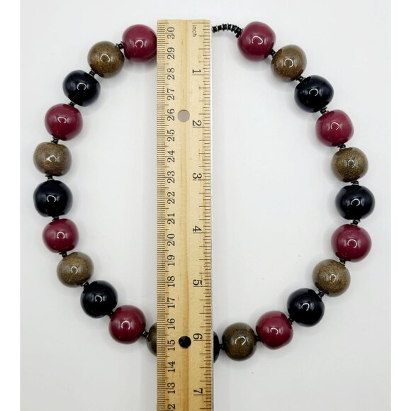 Handcrafted Resin Beaded Necklace MCM Glossy Spheres Metal Lobster Clasp - Picture 8 of 9